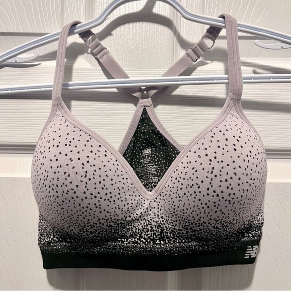 3/30$💥 New Balance Sport Bra purple black Medium Women adjustable strap - Picture 1 of 4